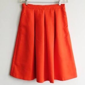 New York and Company Burnt Orange Pleated A Line Full Preppy Skirt size XL